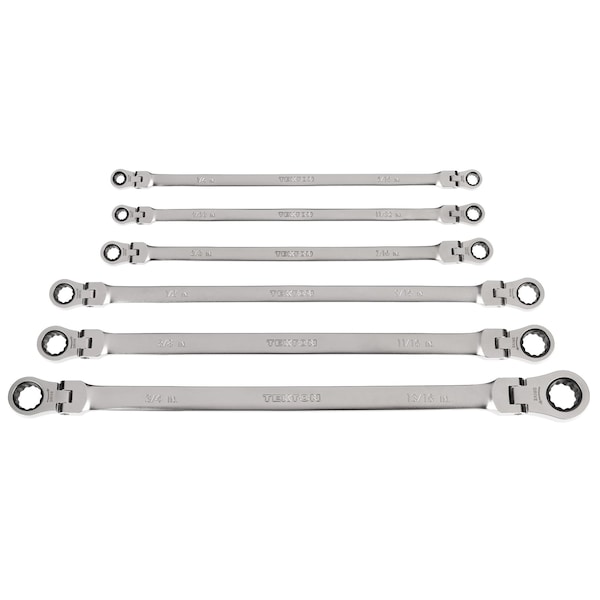 Tekton Long Flex Head 12-Point Ratcheting Box End Wrench Set, 6-Piece (1/4-13/16 in.) WRB96000 - main